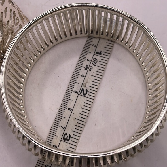 silver tone bracelet duo bangle and cuff - Picture 7 of 8